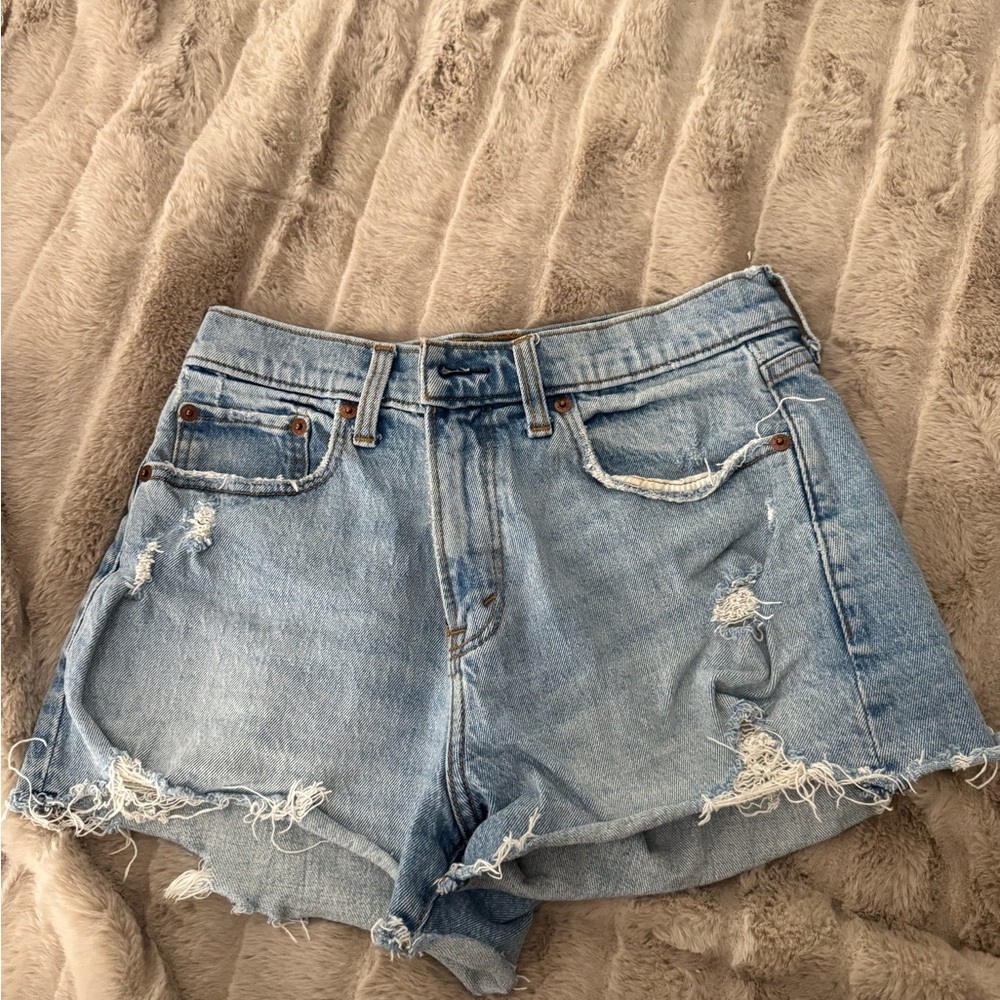 Abercrombie & Fitch Ripped Light Blue Jean Shorts